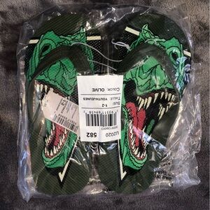 The Children's Place Green Dinosaur Flip Flops